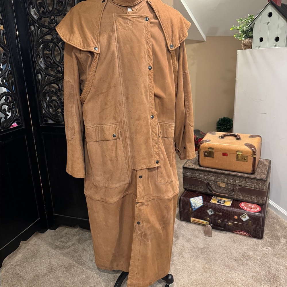 Lucchesse Long Nubuck Leather Riding Coat
